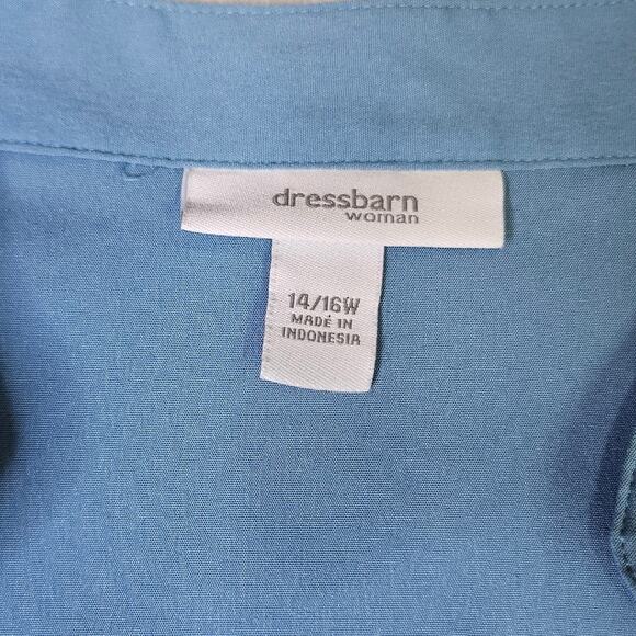 🦃 Dressbarn Plus Size Blue Career Wear Button Up Blouse Top Size 14/16 Capsule - Picture 6 of 9